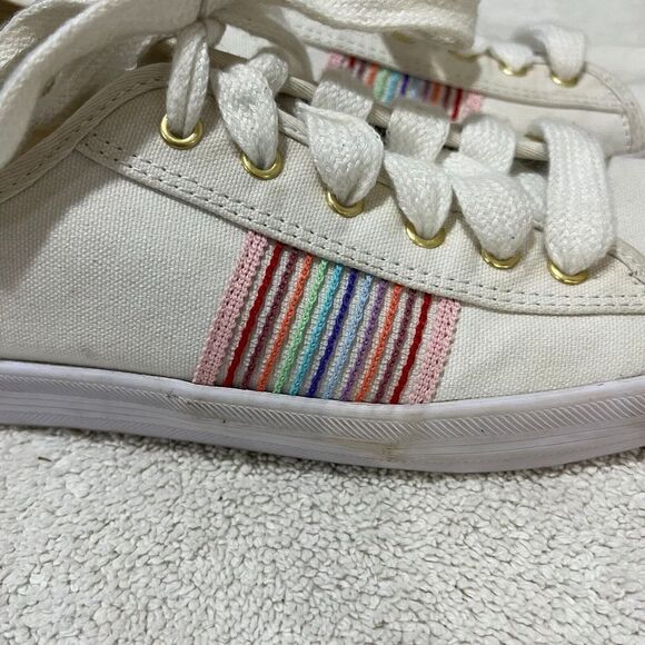 Keds Womens White Kickstart Rainbow Webbing Stripe Sneakers Size 11 Dream Foam - Picture 10 of 13
